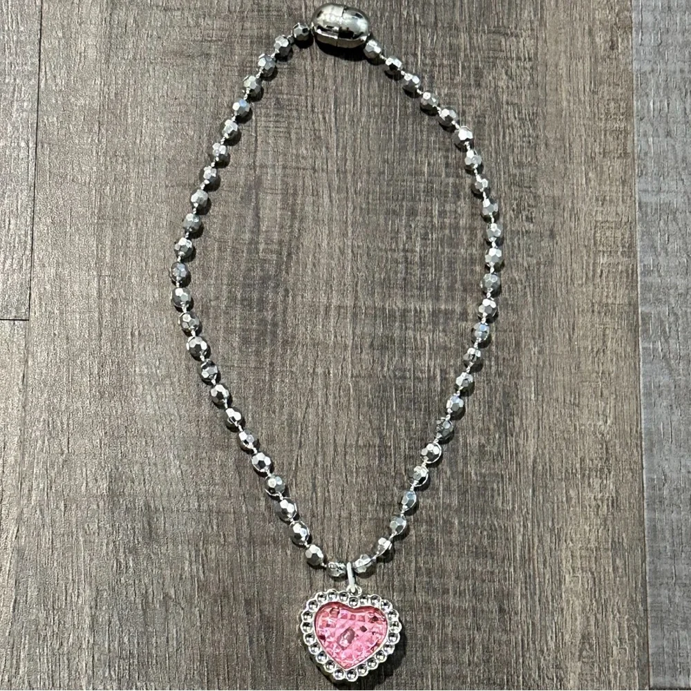 💞 Silver and Pink Toddler Heart Safety Necklace